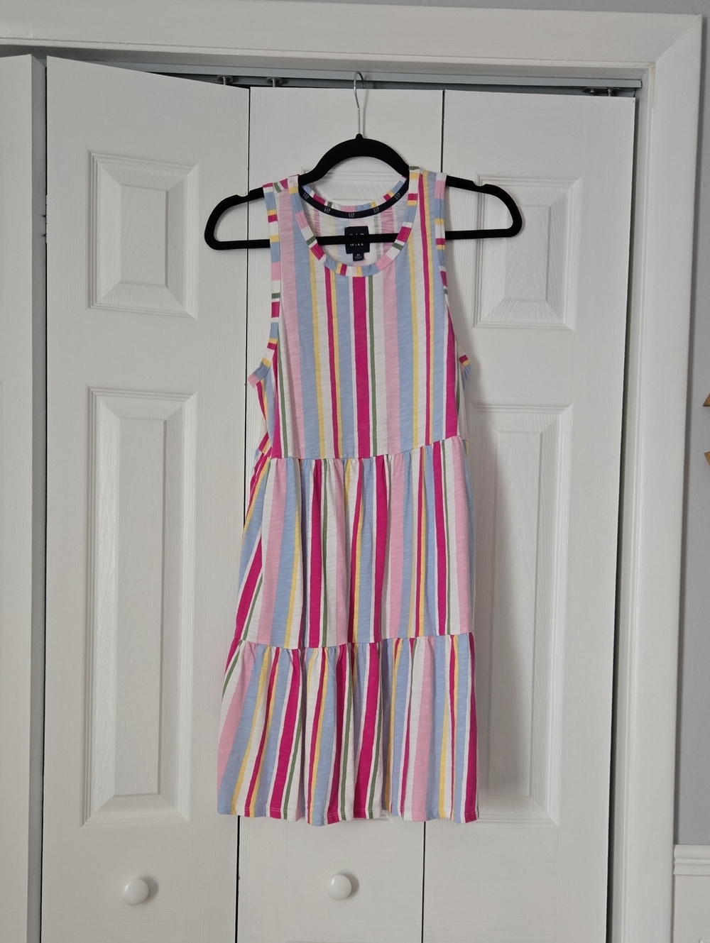 Gap Striped Tank T-shirt Dress - Pink, Yellow, Blue